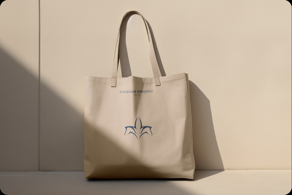 Cream canvas shopper bag with the tulip logo, standing against a warm neutral wall